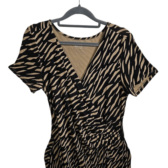 Soft Surroundings Women's XS Wrap Front Short Sleeve Zebra Print Maxi Dress Tan - Picture 2 of 6